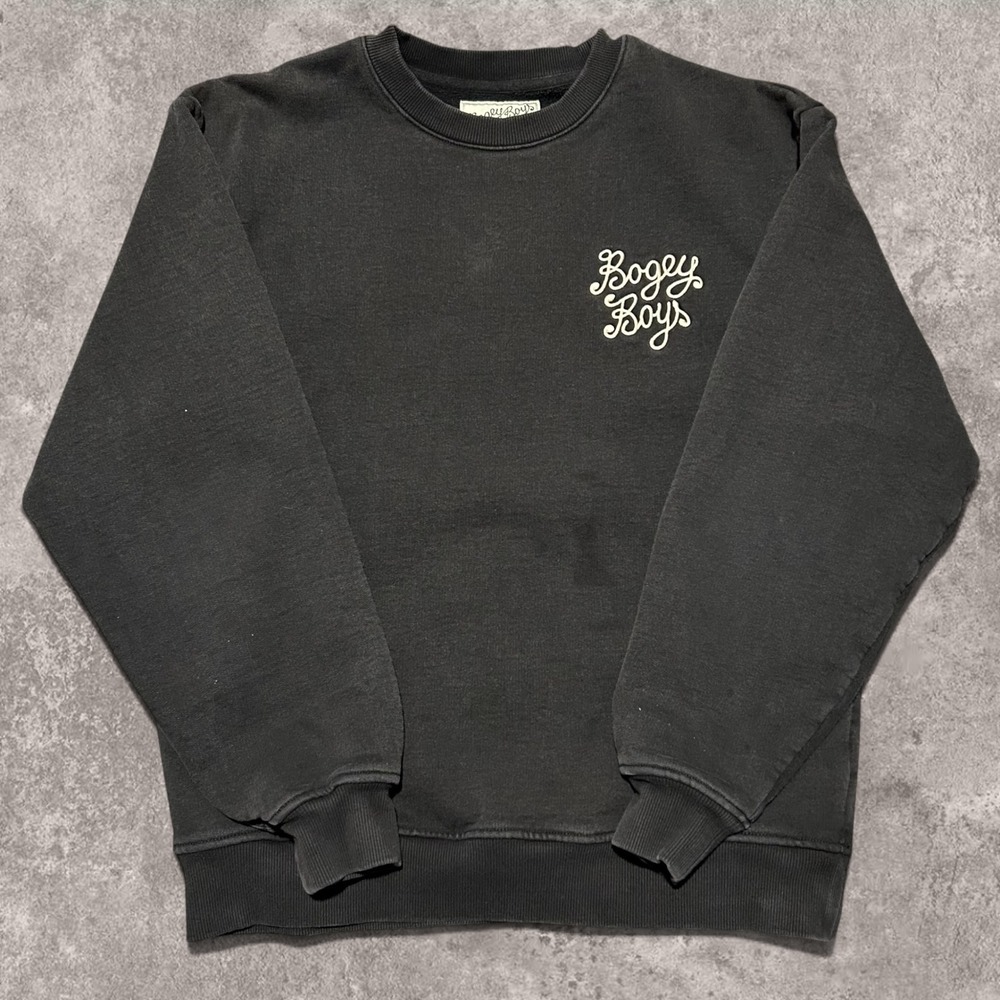 Bogey Boys Script Logo Crewneck Sweatshirt Washed Black Skater Size Medium